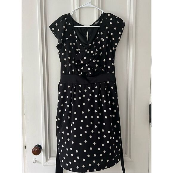Express Dresses & Skirts - Express black and beige polka dotted dress 4
